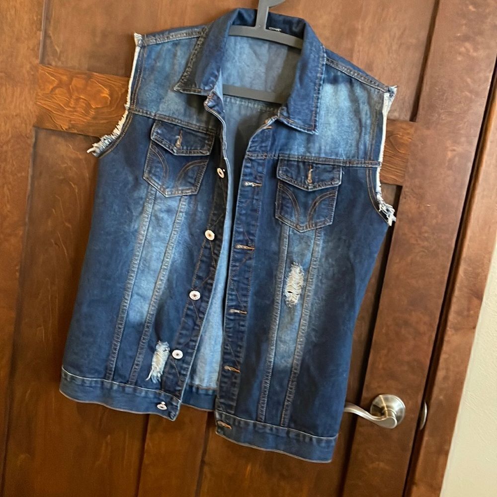 Coofandy Mens Distressed Denim Vest - S